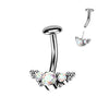Titanium Belly Button Piercing 3 Zirconia Silver Push-In