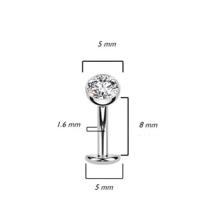 Titanium Belly Button Piercing Hemisphere Zirconia Push-In