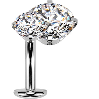 Titanium Belly Button Piercing prong set zirconia Push-In