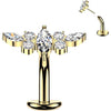 Titanium Belly Button Piercing marquise center zirconia wing Push-In