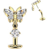 Titanium Belly Button Piercing butterfly zirconia dangle Push-In