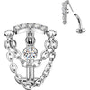 Titanium Belly Button Piercing double chain zirconia Push-In