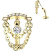 Titanium Belly Button Piercing double chain zirconia Push-In