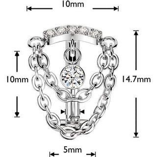 Titanium Belly Button Piercing double chain zirconia Push-In
