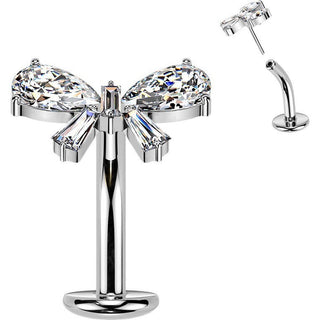 Titanium Belly Button Piercing bow zirconia Push-In