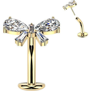 Titanium Belly Button Piercing bow zirconia Push-In