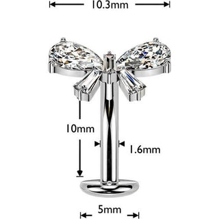 Titanium Belly Button Piercing bow zirconia Push-In
