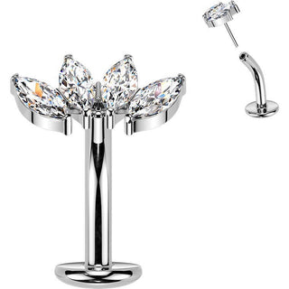 Titanium Belly Button Piercing fan zirconia marquise cut Push-In