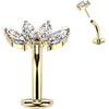 Titanium Belly Button Piercing fan zirconia marquise cut Push-In