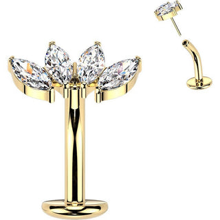 Titanium Belly Button Piercing fan zirconia marquise cut Push-In