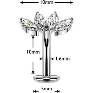 Titanium Belly Button Piercing fan zirconia marquise cut Push-In