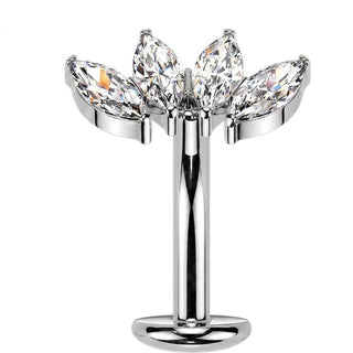 Titanium Belly Button Piercing fan zirconia marquise cut Push-In