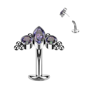Titan Bauchnabelpiercing Zirkonia Opal Silber Push-In