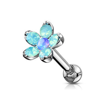 Barbell Blume Opal Silber