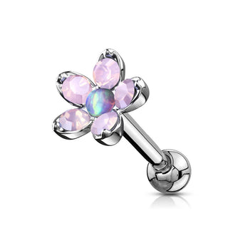 Barbell Blume Opal Silber