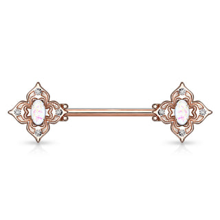 Nippelpiercing Blume Zirkonia Opal