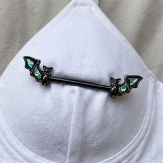 Nipple Piercing Bat Zirconia Black – getragen