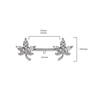 Nipple Piercing Leaves Zirconia