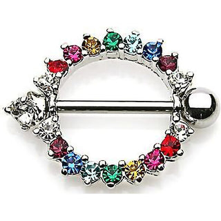 Nippelpiercing Regenbogen Kranz Zirkonia