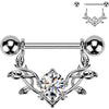 Nipple Piercing large vine dangle cubic zirconia prong setting