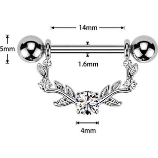 Nipple Piercing multi vine dangle cubic zirconia prong setting