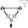 Nipple Piercing crossed daggers marquise cubic zirconia dangle