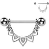 Nipple Piercing cubic zirconia filigree fan dangle