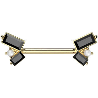 Nipple Piercing pearl baguette cut zirconia