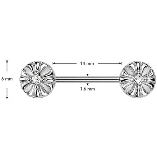 Nipple Piercing celtic cross ends zirconia