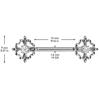 Nippelpiercing Lilienblüte mit Zirkonia