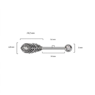 Barbell Feather Zirconia