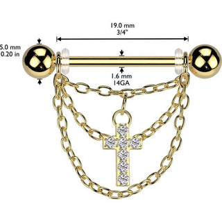 Nipple Piercing cross chain dangle