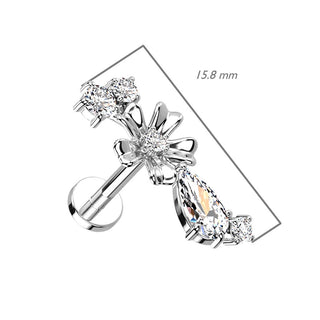 Labret Blumen Zirkonia Innengewinde