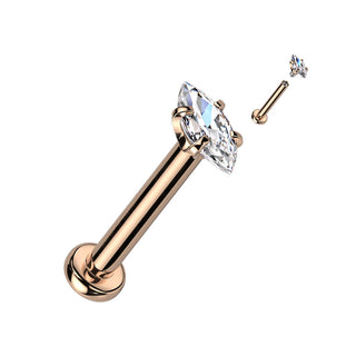 Labret Marquise Schliff Zirkonia Innengewinde