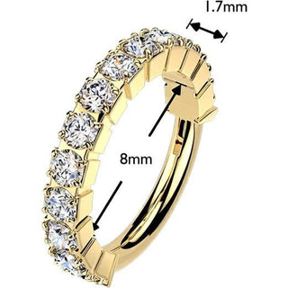 Titanium Ring outward facing pave moissanite Clicker
