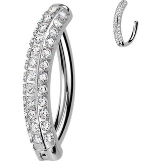 Titanium Belly Button Piercing pave cnc set moissanite triple line Clicker