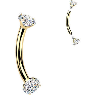 Titanium Curved Barbell prong set moissanite Internally Threaded