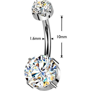 Titanium Belly Button Piercing moissanite prong setting Internally Threaded