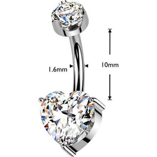 Titanium Belly Button Piercing moissanite heart Internally Threaded
