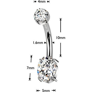 Titanium Belly Button Piercing moissanite oval Internally Threaded
