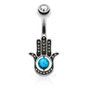 Bauchnabelpiercing Hamsa Türkis Zirkonia