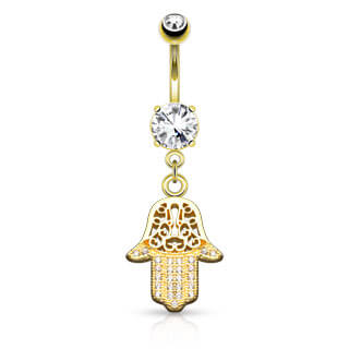 Bauchnabelpiercing Hamsa beweglich Zirkonia