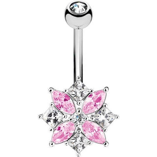 Bauchnabelpiercing Blume Zirkonia Silber