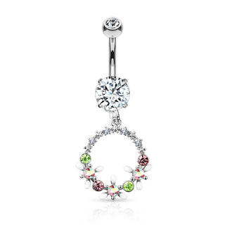 Bauchnabelpiercing Blumenkranz beweglich Zirkonia