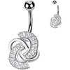 Belly Button Piercing knot baguette cut zirconia