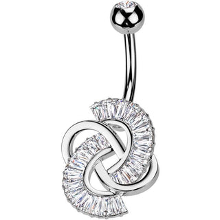 Belly Button Piercing knot baguette cut zirconia