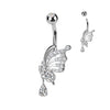 Belly Button Piercing butterfly wing dangle zirconia