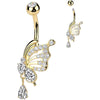 Belly Button Piercing butterfly wing dangle zirconia