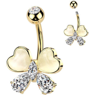 Belly Button Piercing butterfly zirconia cat's eye stone