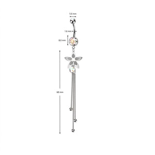 Belly Button Piercing Flower dangle Zirconia Silver